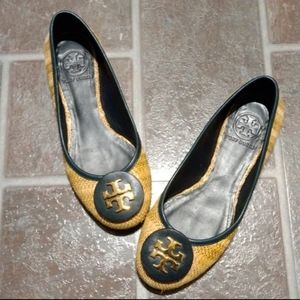 Tory Burch Straw Reva Logo leather flats size 36